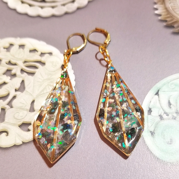 GENUINE OPALS MzMax Resin Designs Long Earrings - Picture 2 of 8